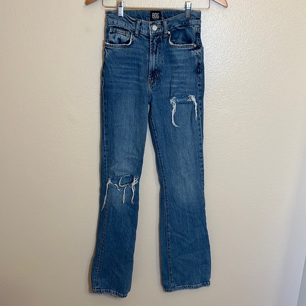 BDG Urban Outfitters Distressed Stretch High Rise  Flare Jeans
